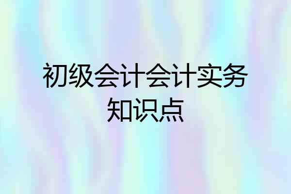 初级会计会计实务知识点