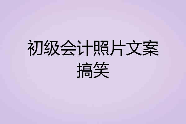 初级会计照片文案搞笑