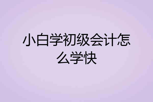 小白学初级会计怎么学快