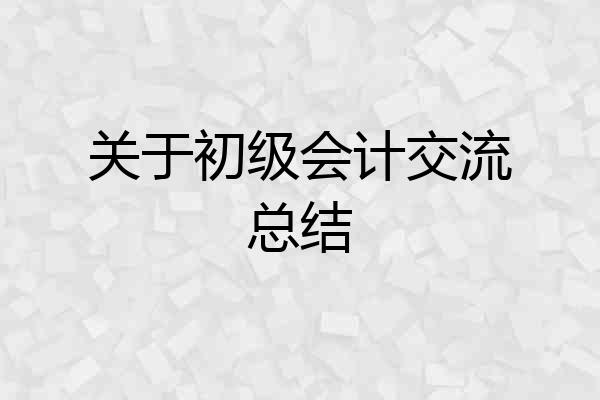 关于初级会计交流总结