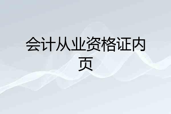 会计从业资格证内页
