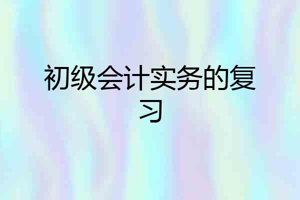 初级会计实务的复习