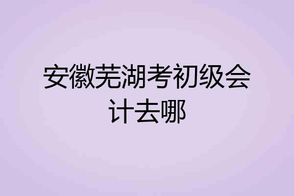 安徽芜湖考初级会计去哪