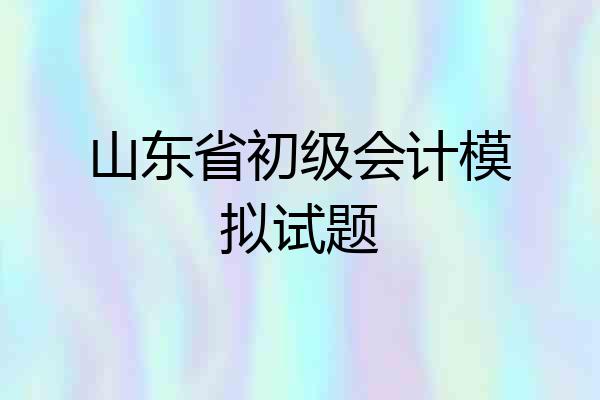 山东省初级会计模拟试题