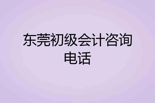 东莞初级会计咨询电话