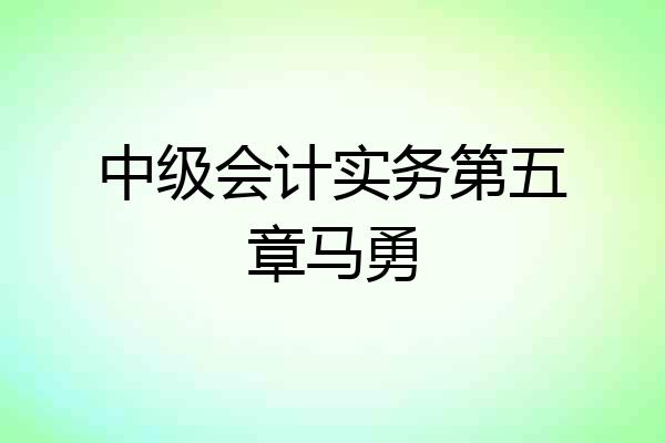 中级会计实务第五章马勇