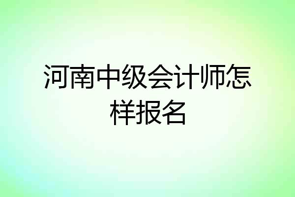 河南中级会计师怎样报名