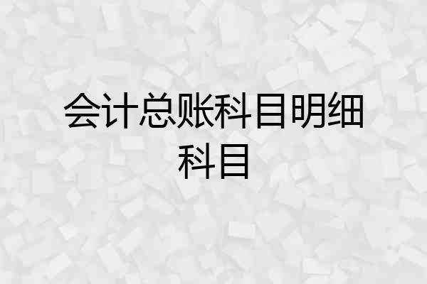 会计总账科目明细科目