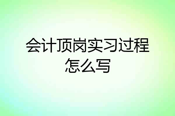 会计顶岗实习过程怎么写