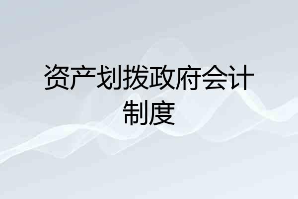 资产划拨政府会计制度