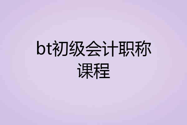 bt初级会计职称课程