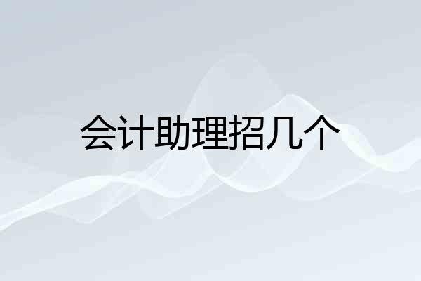 会计助理招几个