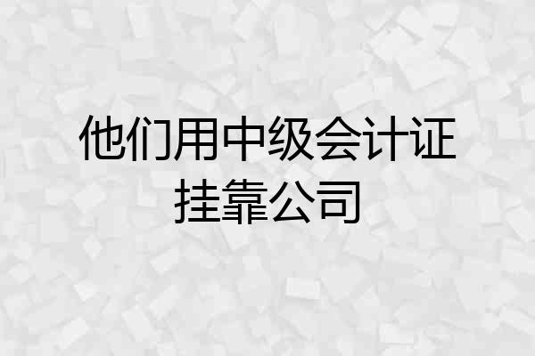他们用中级会计证挂靠公司
