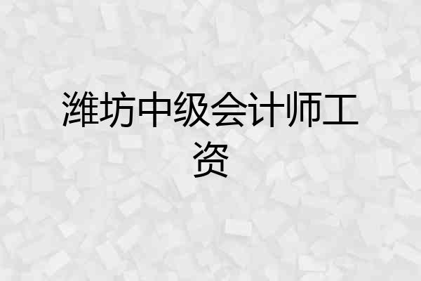 潍坊中级会计师工资
