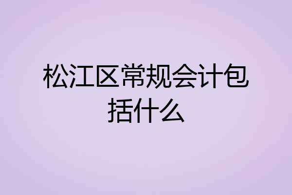 松江区常规会计包括什么