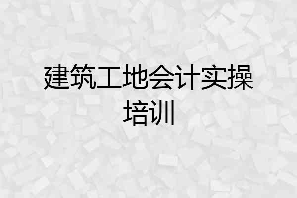 建筑工地会计实操培训