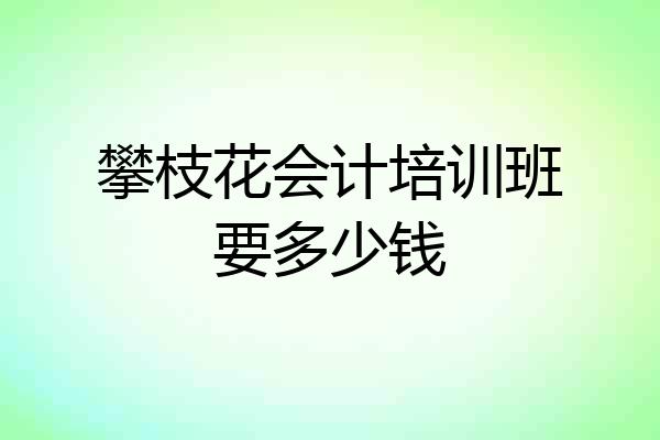 攀枝花会计培训班要多少钱