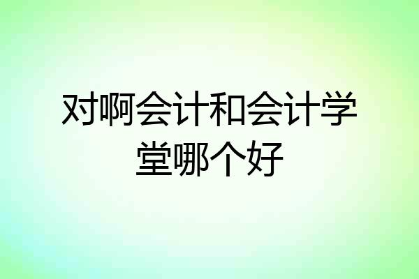 对啊会计和会计学堂哪个好