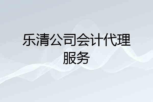 乐清公司会计代理服务