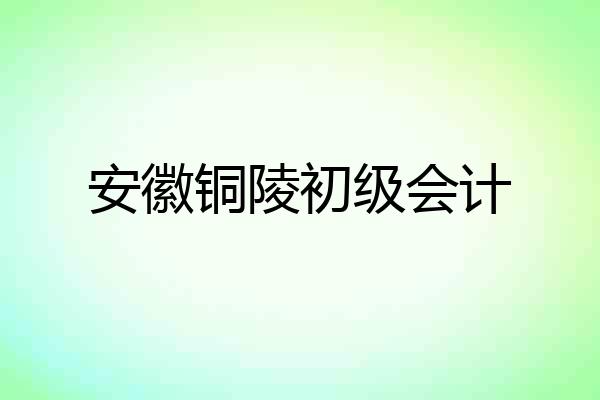 安徽铜陵初级会计
