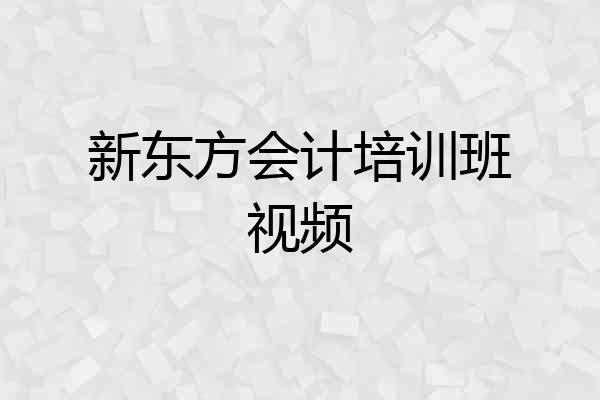 新东方会计培训班视频