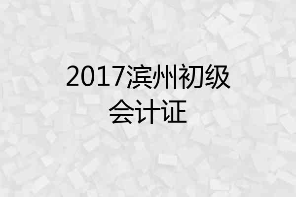 2017滨州初级会计证