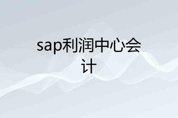 sap利润中心会计