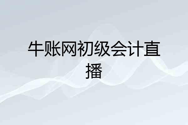牛账网初级会计直播