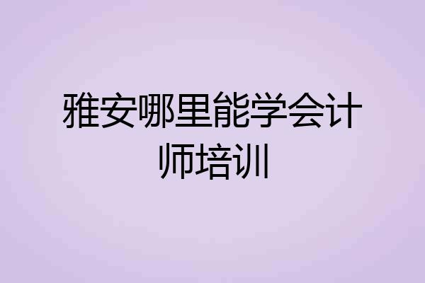 雅安哪里能学会计师培训