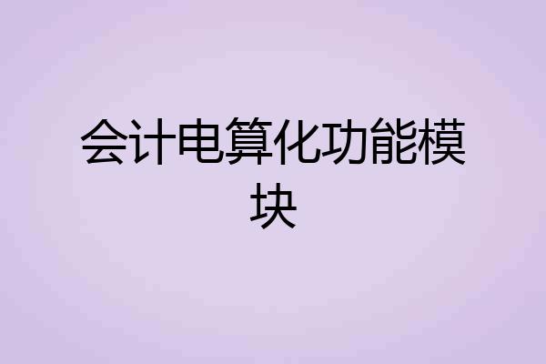 会计电算化功能模块