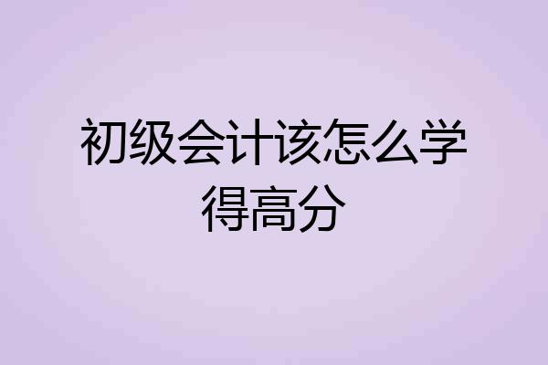 初级会计该怎么学得高分
