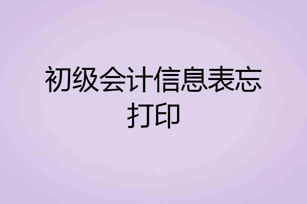 初级会计信息表忘打印