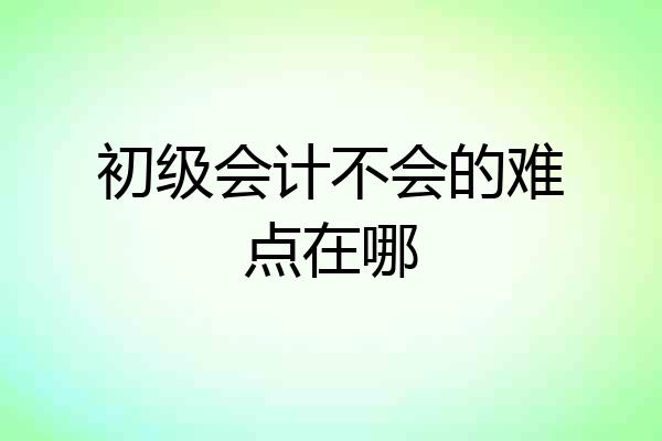 初级会计不会的难点在哪