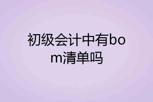 初级会计中有bom清单吗
