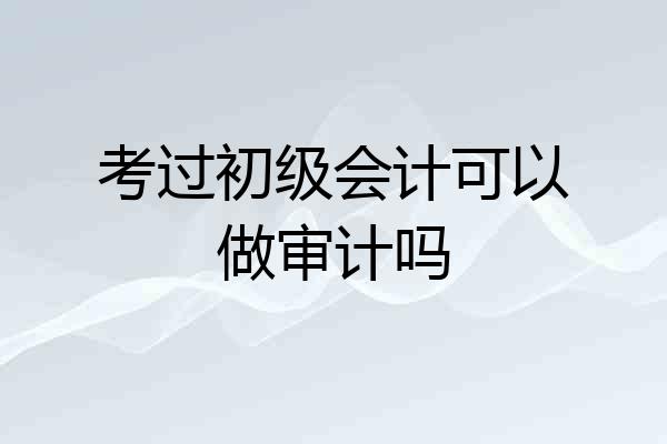 考过初级会计可以做审计吗