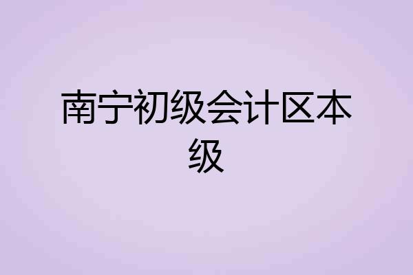 南宁初级会计区本级