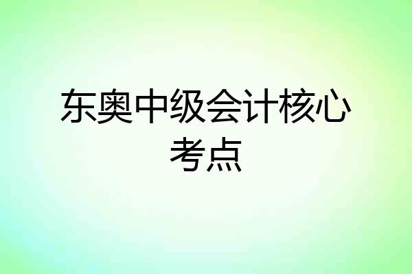 东奥中级会计核心考点