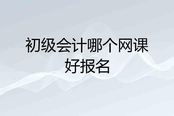 初级会计哪个网课好报名