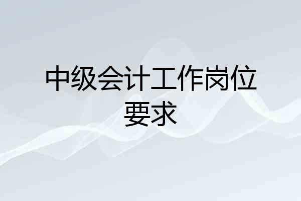 中级会计工作岗位要求
