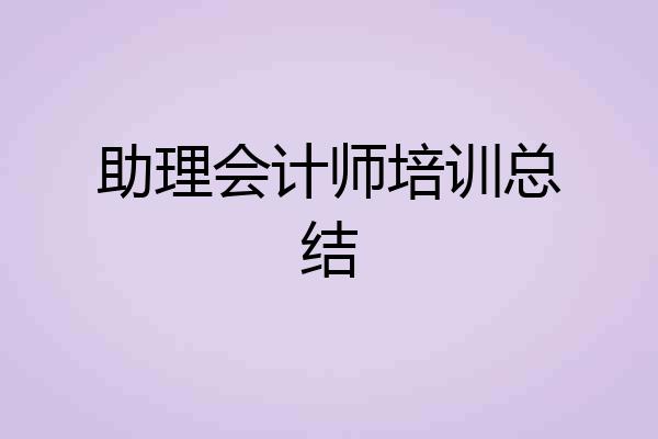 助理会计师培训总结