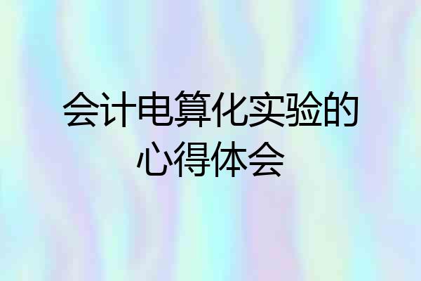 会计电算化实验的心得体会