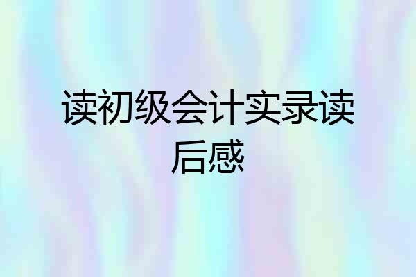 读初级会计实录读后感