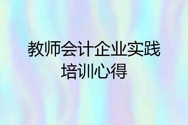 教师会计企业实践培训心得