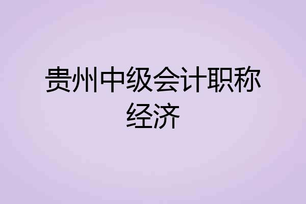 贵州中级会计职称经济