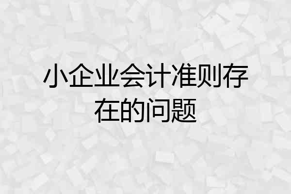 小企业会计准则存在的问题