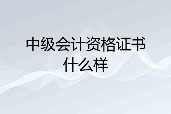 中级会计资格证书什么样