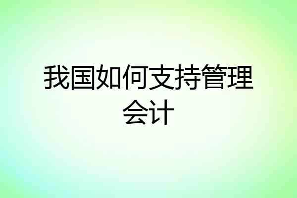 我国如何支持管理会计
