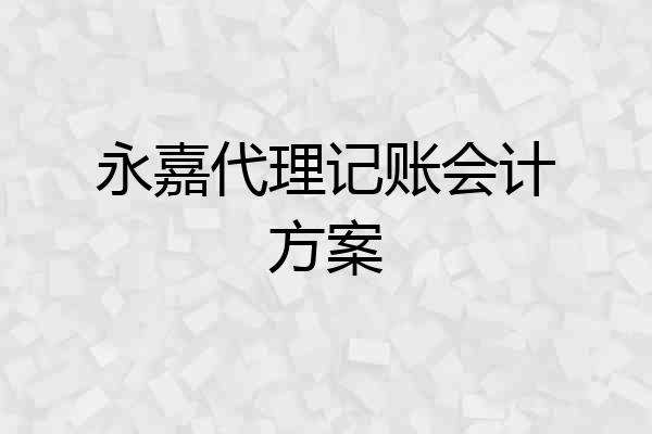 永嘉代理记账会计方案