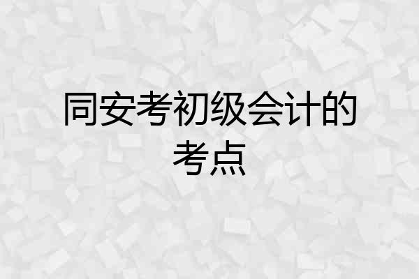 同安考初级会计的考点