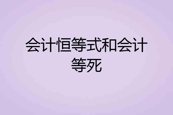 会计恒等式和会计等死